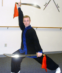 Sifu Don Reynolds practicing Double Broadswords (Darn Dao)