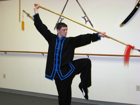 Sifu Shane Wielgomas practicing spear