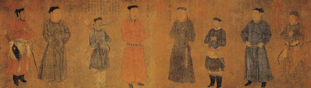 The 'Four Generals of Zhongxing' painted by Liu Songnian during the Southern Song Dynasty. Yue Fei is the second person from the left.