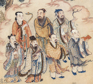 Wang Chongyang's disciples, the Seven Immortals: Qiu Chuji, Ma Yu, Tan Chuduan, Liu Chuxuan, Wang Chuyi, Hao Datong, and Sun Bu'er